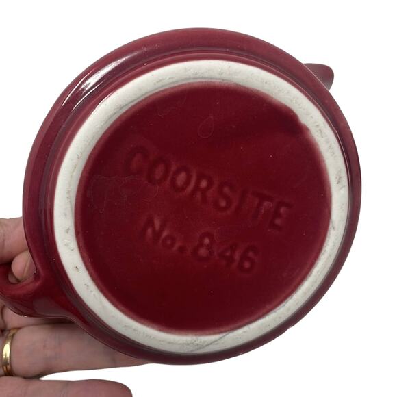 Three piece maroon Coorsite Pottery teapot infuser - Picture 3 of 12